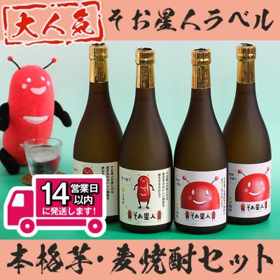 ふるさと納税 曽於市 そおそお!そお星人　芋・麦焼酎　のみくらべセット