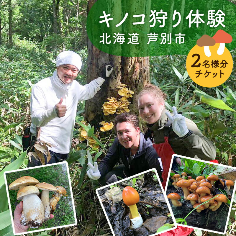 【ふるさと納税】体験 北海道 季節のキノコ狩り 体験チケット 2枚 (2名様分) ioru 体験型 旅行 子供 大人 アクティビティ アウトドア スポーツ ギフト券 チケット 券 きのこ キノコ きのこ鍋 煮物 渓流 芦別市