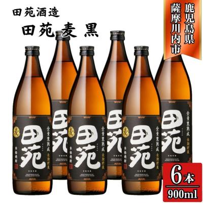ふるさと納税 薩摩川内市 田苑 黒ラベル 麦焼酎 25度 900ml×6本 田苑酒造 BS-933