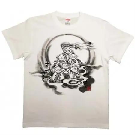 手描きTシャツ 仏画 六地蔵 白 (半袖 XLサイズ)【1615567】