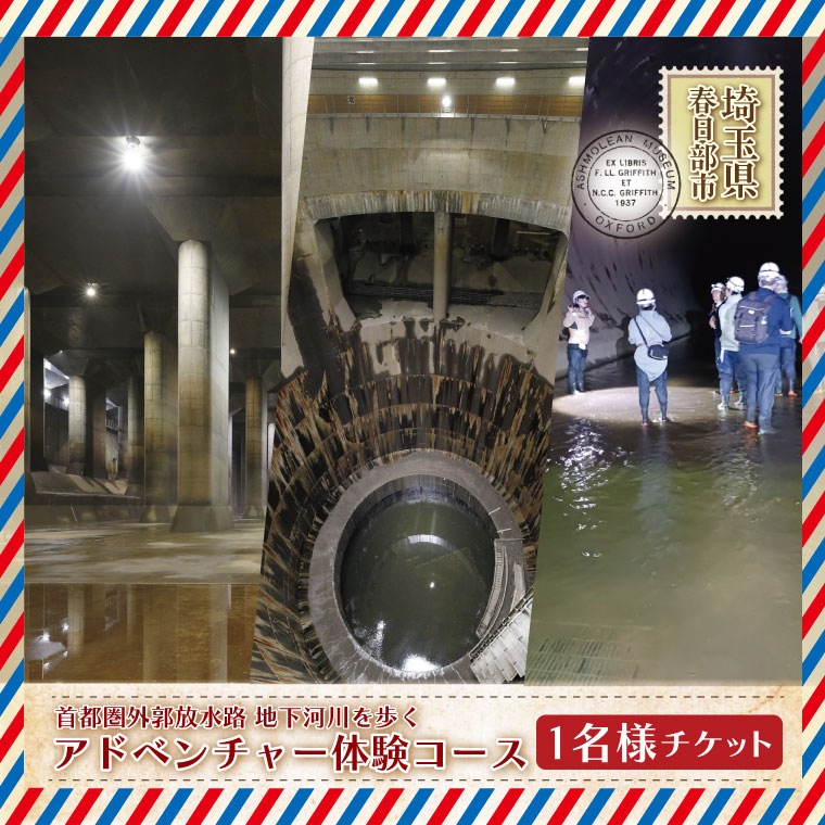 【ふるさと納税】首都圏外郭放水路地下河川を歩くアドベンチャー体験コース　1名様チケット（引換券）（BM005）