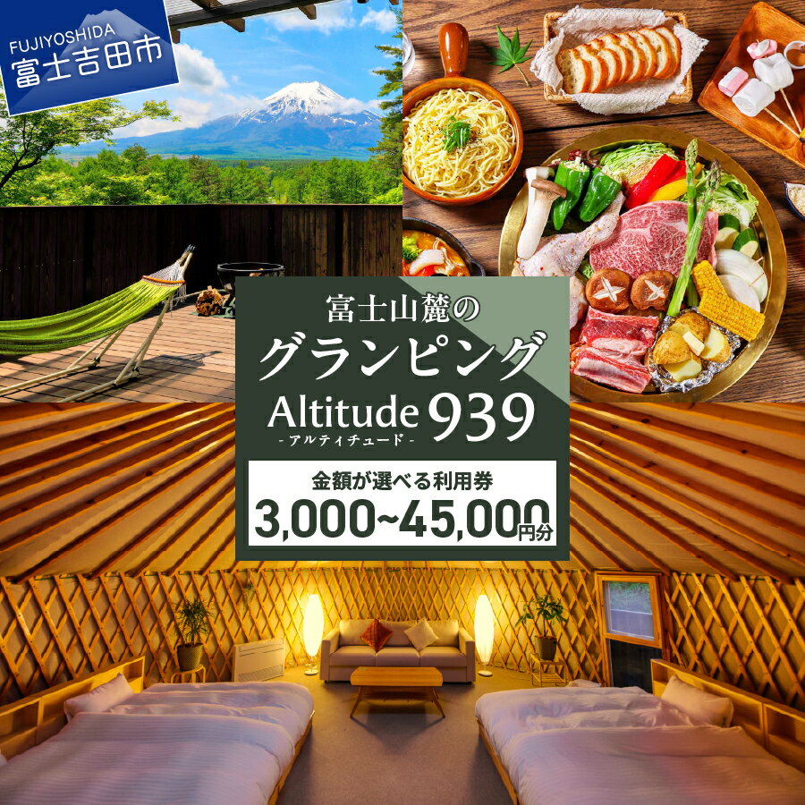 【ふるさと納税】 利用券 ヴィラ グランピング Altitude-アルティチュード-939 選べるクーポン 3,000円 ～ 45,000円 アウトドア 富士山 貸切バレルサウナ BBQ ハンモック 焚き火 旅行 チケット クーポン 山梨 富士吉田