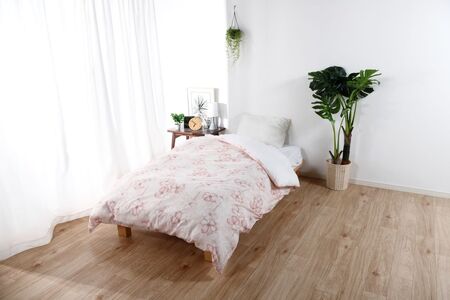 三河産　綿100％和晒し　120本ガーゼ掛けふとんカバー_ポピーピンク【G0582】