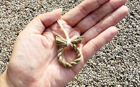 まこものしめかざり　小サイズストラップ　島根県松江市/豊付堂　真菰　マコモ　しめ縄　お祓い　お守り[ALEM009]