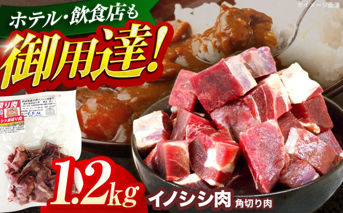 ジビエ 天然イノシシ肉 角切り肉 1.2kg（カレー・シチュー）【照本食肉加工所】 [OAJ015]