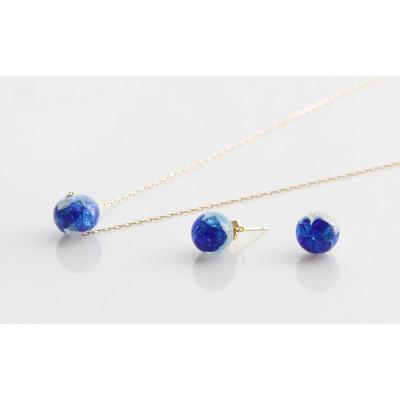 ふるさと納税 豊見城市 ホワイトホタルガラス7mmピアス/ペンダント K18セット【K18_Set-2】 |  | 01