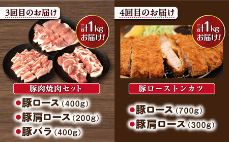 【5回定期便】ナルちゃんファーム豚肉お試しコース 豚肉4kg ハムセット1.4kg 総量5.4kg 大村市 おおむら夢ファームシュシュ[ACAA075] 国産 豚肉 モモ ハム スライス こま切れ 赤
