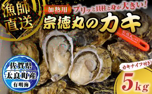 宗徳丸のカキ ５kg 宗徳丸 牡蠣 カキ かき 5kg 有明海 殻付きカキ 加熱用牡蠣 生牡蠣 生カキ 生かき 新鮮 貝柱 佐賀県 太良町 QD1