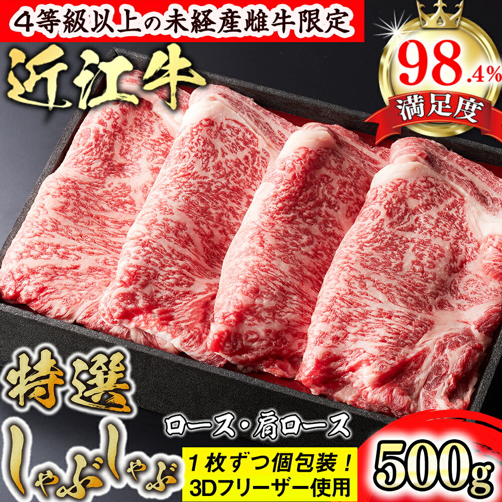 【ふるさと納税】【森三商会】4等級以上の未経産雌牛限定　近江牛特選しゃぶしゃぶ500g（ロース・肩ロース）