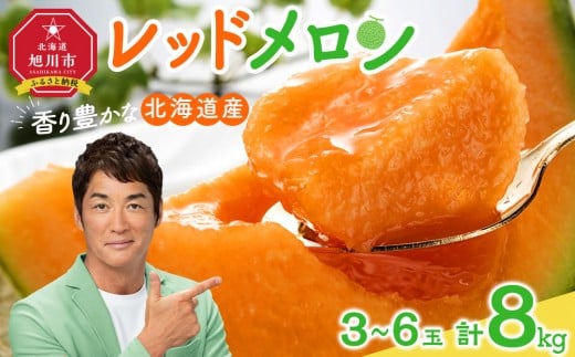 
            【26年発送先行予約】香り豊かな 北海道レッドメロン 8kg（3玉～6玉）【 果物 くだもの フルーツ メロン 赤肉 赤肉メロン 旬 お取り寄せ 甘い 北海道産 旭川市 北海道 】_05413
          