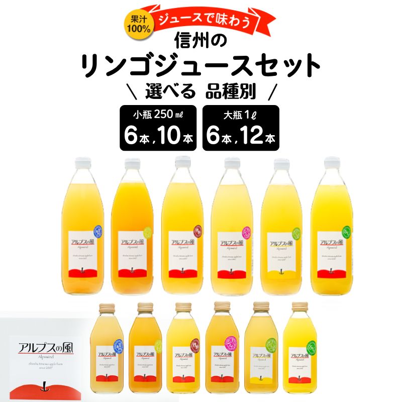 【ふるさと納税】【選べる内容量＆本数】果汁100％ジュース 品種別リンゴジュース 詰め合わせ ジュース りんごジュース ミックスジュース リンゴジュース アップルジュース フルーツジュース ドリンク 飲料 信州 長野