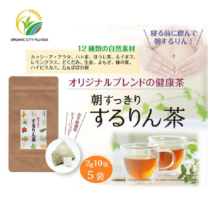 【ふるさと納税】 するりん茶 ティーバッグ 2g 10包 5袋 セット 朝すっきり ほうじ茶 オーガニック茶 カッシーアアラタ ハト麦茶 ルイボスティー レモングラス どくだみ 生姜 よもぎ ごぼう 柿の葉 ハイビスカスティー たんぽぽの根 静岡県産 お茶 藤枝市 静岡県
