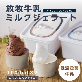 ＆ ジェラート 菊池牧場 放牧牛乳 [ミルク]＆[ミルクチョコ] ファミリーパック (各1000ml) アイスクリーム｜宮城県 大郷町 アイス スイーツ 牧場 イタリアンジェラート [0157]