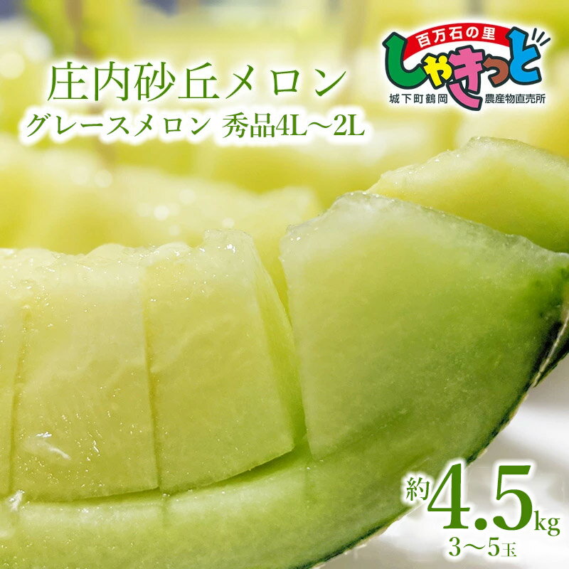 【ふるさと納税】【令和7年産先行予約】庄内砂丘グレースメロン 秀品4L〜2L 約4.5kg（3〜5玉）青肉系 2025年産　K-739