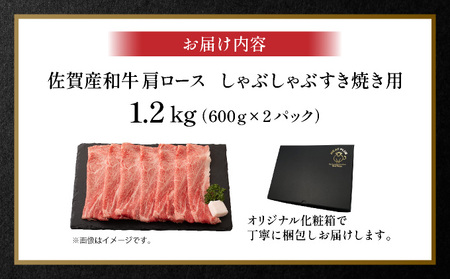 佐賀産和牛肩ロースしゃぶしゃぶすき焼き用　1.2ｋg（600ｇ×2ｐ）	