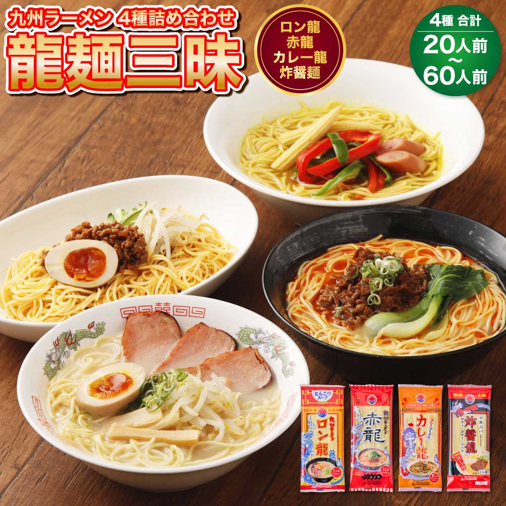 【ふるさと納税】【テレビで紹介 マツコ絶賛！ 赤龍】 龍麺三昧 ラーメンセット 4種 各5本 選べる容量 （20人前/40人前/60人前）