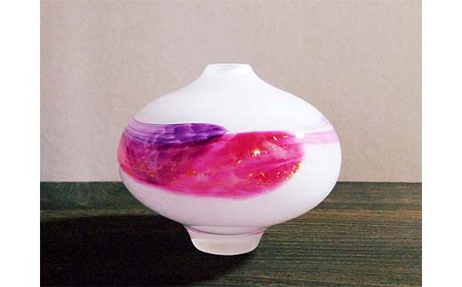 ＜ガラス作家 松尾具美＞花器「飛花」 硝子 ガラス 花器 花瓶 松尾具美 贈り物 ギフト  工芸品 F6L-1261