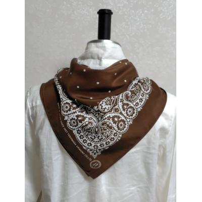 ふるさと納税 長浜市 浜ちりめんシルク100%の洗濯機でも洗えるシルクスカーフ(70×70)Brown-ペイズリー柄 |  | 02