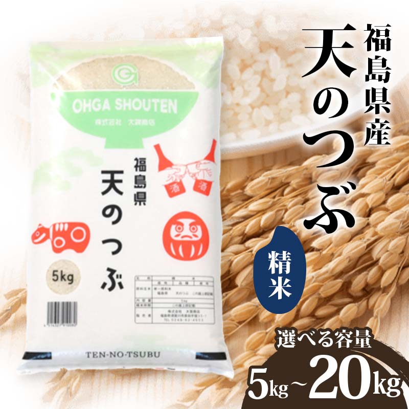 【ふるさと納税】＼選べる容量／ 令和6年産米 鏡石町産天のつぶ精米 5kg 10kg 20kg 米 お米 コメ ごはん ご飯 F6Q-324var