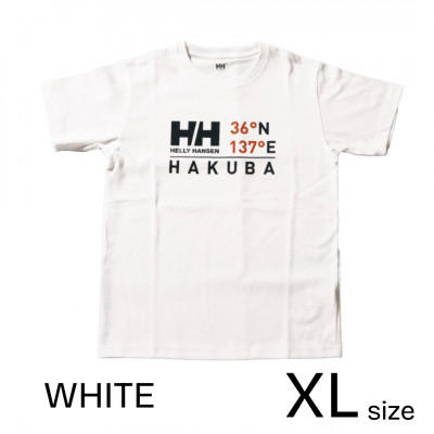 
HELLY HANSEN　×　HAKUBA　Tシャツ　ホワイト・XLサイズ(メンズ・レディース兼用)【1513784】
