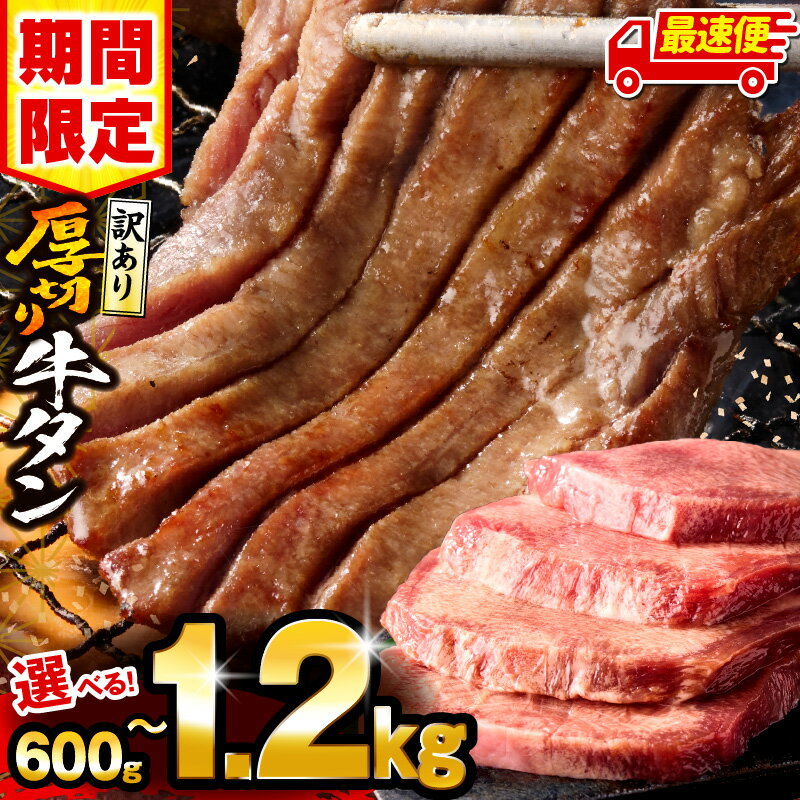 厚切り牛タン 塩味 たっぷり計1kg(500g×2) 訳あり