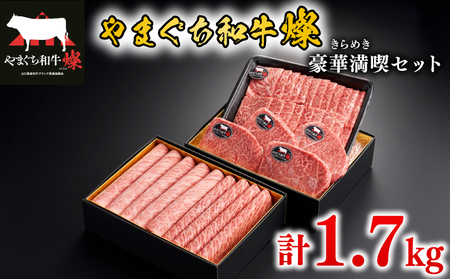 黒毛和牛 豪華満喫セット 計1.7kg やまぐち和牛燦(きらめき) ももスライス 肩ローススライス うで焼肉 希少部位ステーキ 下関市 山口 MJ