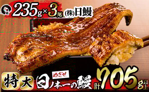 日ノ本一の鰻の蒲焼き＜特大＞3尾セット(計705g以上) c2-009