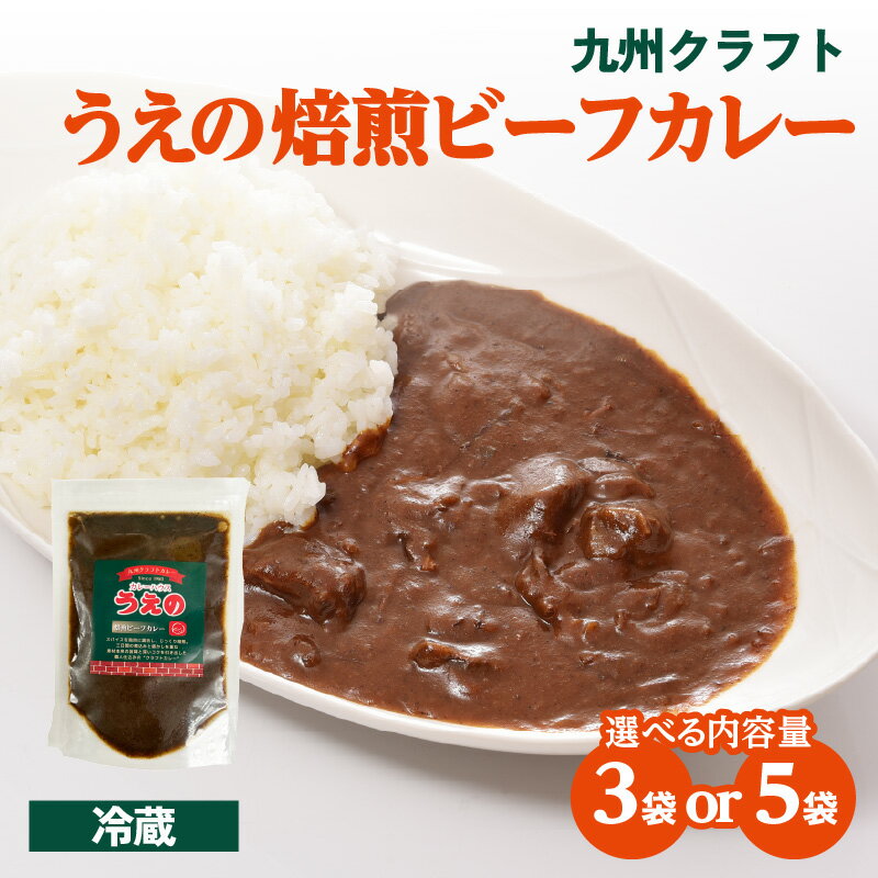 【ふるさと納税】九州クラフト うえの焙煎ビーフカレー 冷蔵【選べる内容量】3袋 or 5袋 カレー 豊後牛 簡単調理 電子レンジ 小分け 湯せん 時短 辛い クラフトカレー スパイスカレー 焙煎 ビーフカレー