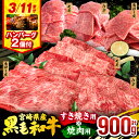 【ふるさと納税】【発送時期が選べる】【すき焼きor焼肉】宮崎県産 黒毛和牛3種セット(肩ロース・ウデ・モモ 各300g)・合挽きハンバーグ100g×2個 すき焼き 焼肉 しゃぶしゃぶ 牛肉 肉 お肉 精肉 宮崎県産 国産 牛 セット ミヤチク 国産牛 宮崎県 宮崎市 送料無料