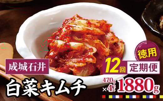 12回 定期便 成城石井 白菜キムチ 【徳用】 470g×4セット 1880g 計約22.5kg | キムチ 大根 にら ニラ 長ネギ 長葱 ネギ ねぎ 長ねぎ 国内産白菜 漬物 英陽 唐辛子 おすすめ お取り寄せ グルメ 調布東京都 定期