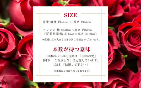 赤いバラ100花束
