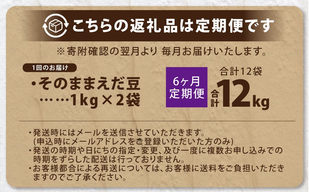 【6ヶ月定期便】そのまま枝豆 約1000g×2袋 計約12kg