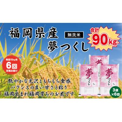 ふるさと納税 北九州市 【毎月定期便】《無洗米》【食味鑑定士厳選】福岡県産 夢つくし15kg(5kg×3)(北九州市)全6回
