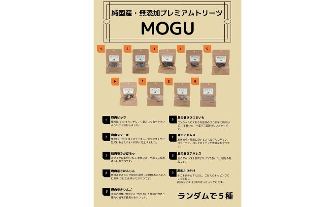 【愛犬用】純国産・無添加プレミアムトリーツMOGU 国産鹿肉（ジビエ）おやつ5種詰め合わせセット / 愛犬用 ペットフード 国産