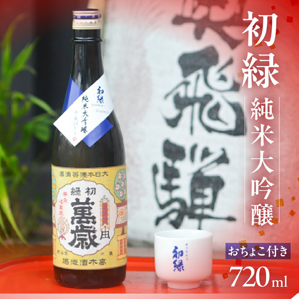 【ふるさと納税】 初緑 純米大吟醸 720ml（レトロラベルB）おちょこ付 日本酒 純米大吟醸 山田錦 おちょこ 奥飛騨酒造 下呂温泉 おすすめ 贈答品 贈り物 ギフト プレゼント お中元 父の日 母の日 敬老の日 成人の日 成人式 16000円 岐阜県 下呂市