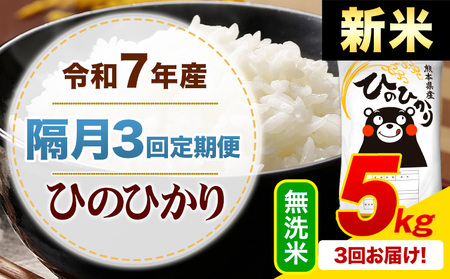 【隔月3回定期便】新米 令和7年産 無洗米 ひのひかり 定期便 5kg《申込月の翌月から出荷開始》熊本県産 ふるさと納税 精米 ひの 米 こめ ふるさとのうぜい ヒノヒカリ コメ お米