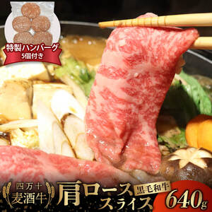 牛肉 肩ロース スライス 四万十麦酒牛 640g 合い挽きハンバーグ 150g × 5個 セット