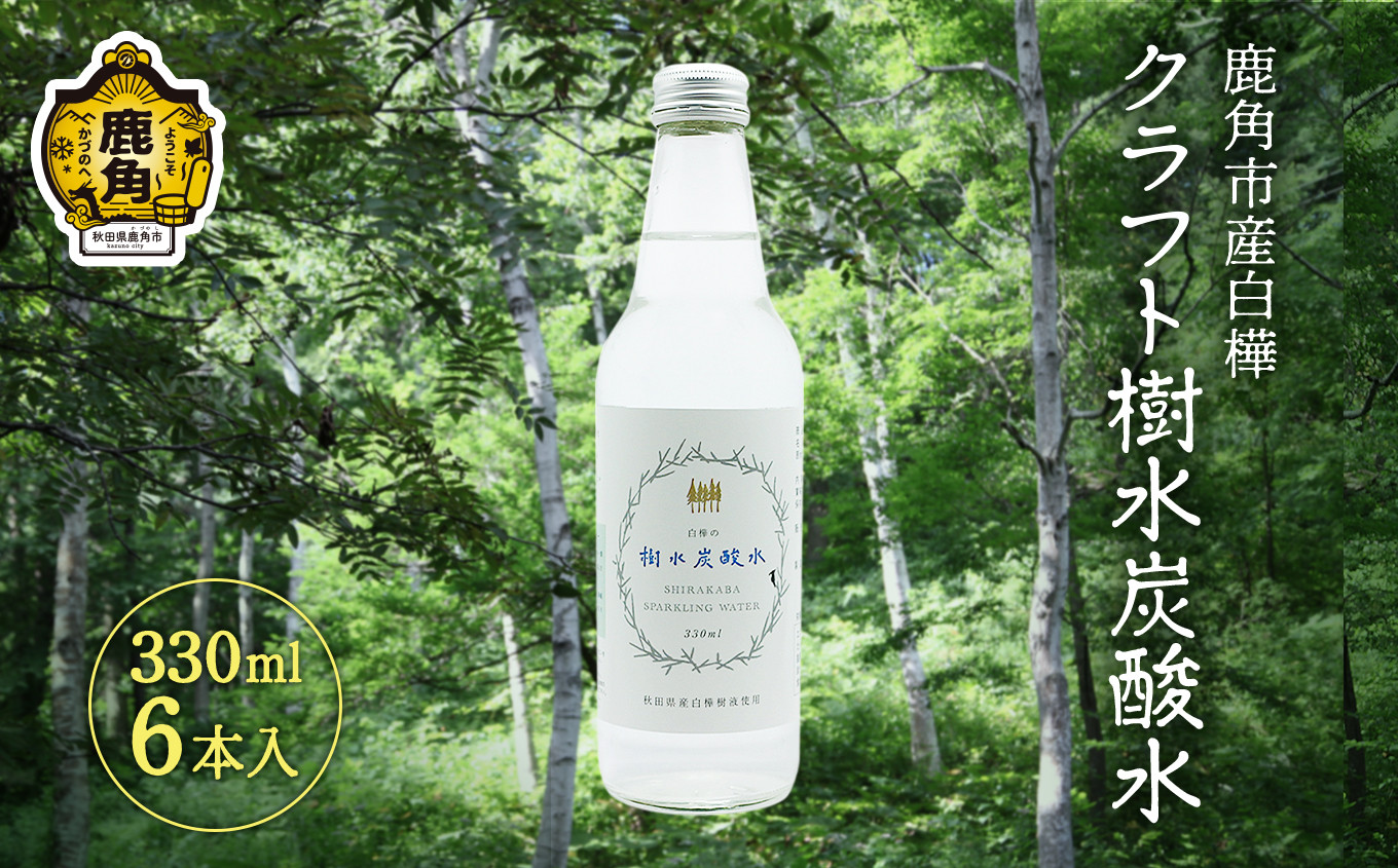 
秋田県鹿角市産白樺 クラフト樹水炭酸水 330ml×6本入【西村林業】
