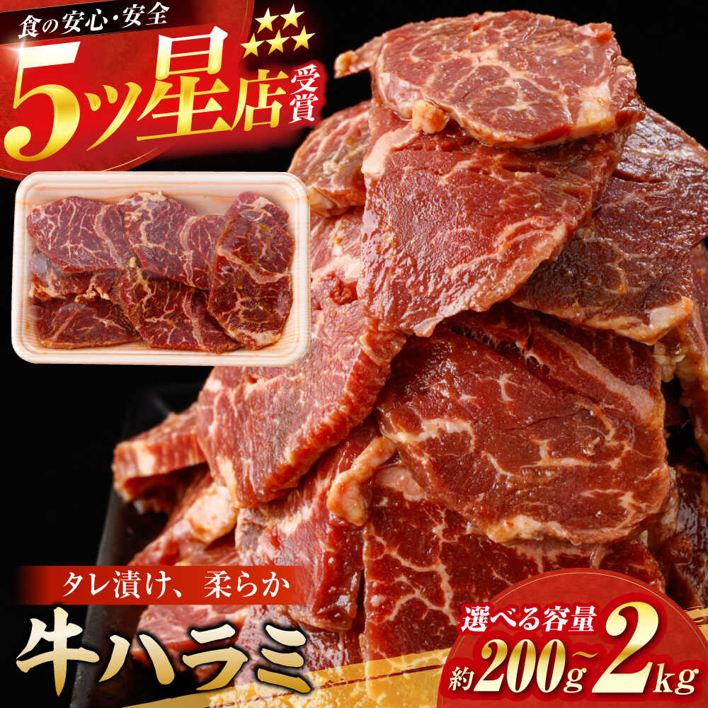 【ふるさと納税】【選べる内容量】 牛ハラミ たれ漬け 約200g～2kg / 訳あり 数量限定 小分け 柔らかい！！ 【(有)山重食肉】[ATAP141]