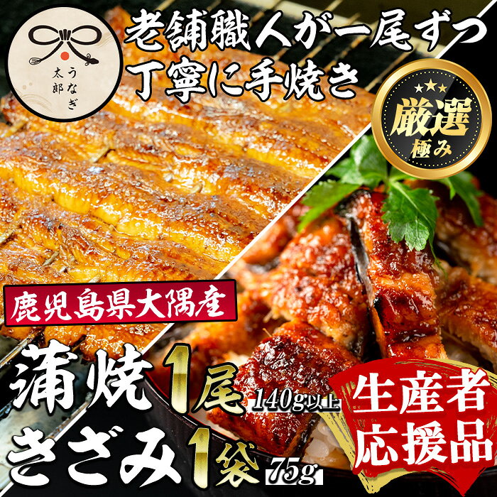 【ふるさと納税】【生産者応援品】鹿児島県産東串良町のうなぎ蒲焼ときざみうなぎ(1尾140g以上・1袋75g)＆きざみ鰻セット うなぎ 高級 ウナギ 鰻 国産 蒲焼 蒲焼き きざみ たれ 鹿児島【うなぎ太郎】【0193719a-om】