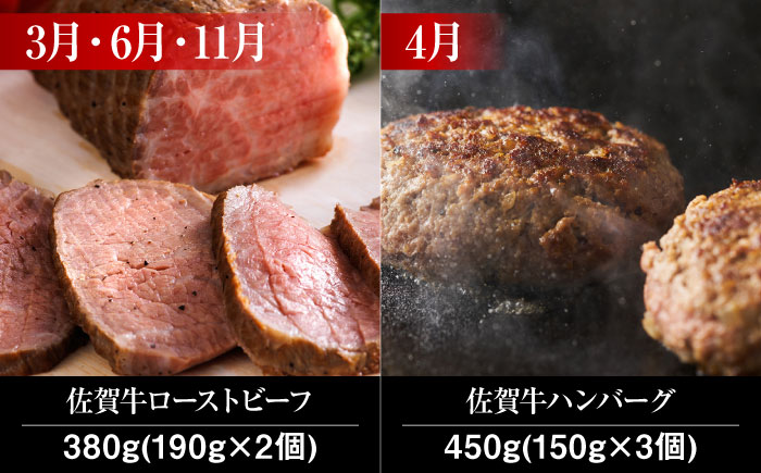 【全12回】 A5ランク 佐賀牛 霜降り 食べ比べ 定期便 約2人前 総計4kg 20万 /焼肉どすこい [UCC002] 最高級 牛肉 肉 ステーキ スライス ローストビーフ ハンバーグ