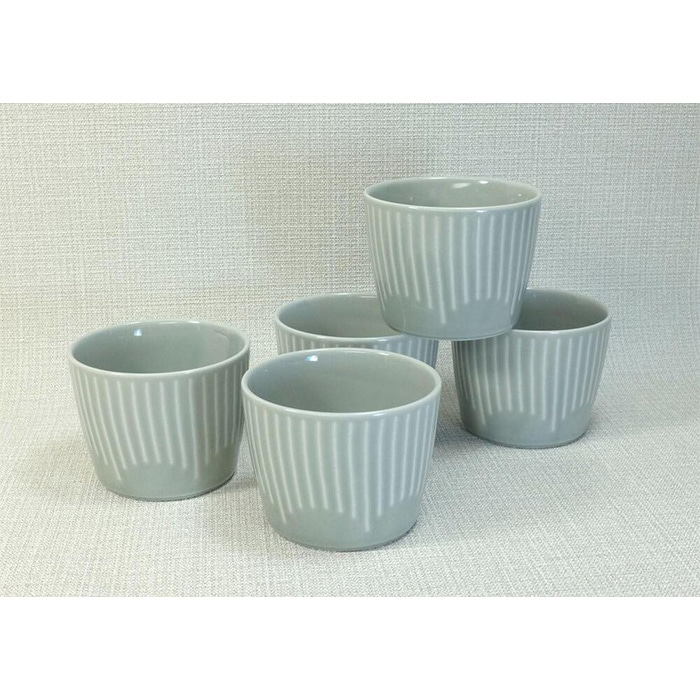 【AB1086】【波佐見焼】225mlのカップ5個組  花ふわりグレー 【西海陶器】 5 30593