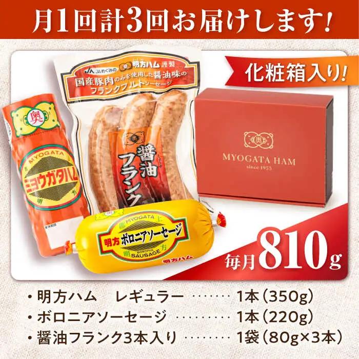 【3回定期便】明方ハム詰め合わせ Ａセット [AVBA003]ハム 定期