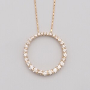 K18　1ctダイヤモンド　サークルペンダントネックレス FHH-019922