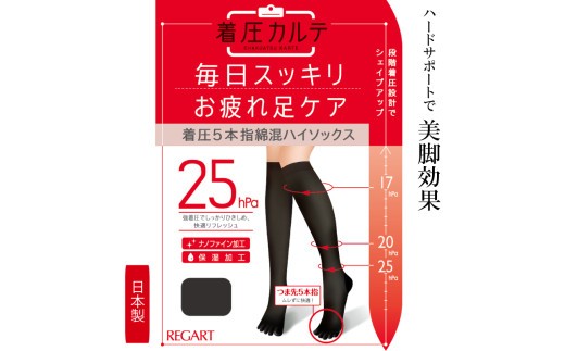 
            【メディックピエドシリーズ】着圧5本指綿混ハイソックスS~Mサイズ ブラック ソックス くつした 靴下 日用品 美容 着圧ソックス 生活用品 健康用品 健康グッズ スポーツ 旅行 トラベル
          