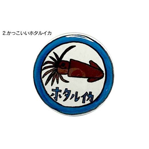 TV番組「夜の巷を徘徊する」紹介店 癒しのオリジナル イラスト 缶バッジ 5個 セット 立山サンダーバード 雑貨 日用品 ポップアート カラフル ホタルイカ 白えび 雷鳥 富山県 立山町 F6T-42