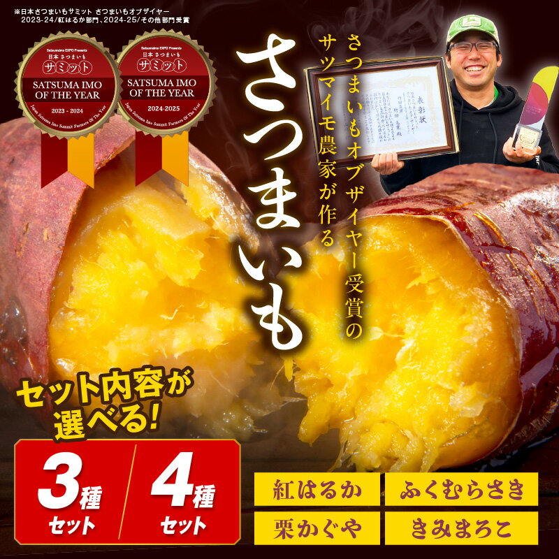 【ふるさと納税】さつまいもオブザイヤー2部門で全国1位のさつまいも農家がつくるサツマイモ食べ比べセット （紅はるか・ふくむらさき・栗かぐや・きみまろこ） 計約5kg 3種 4種