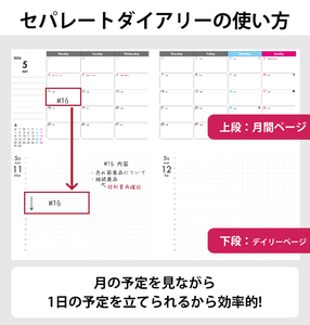 セパレートダイアリー　デイリー＆マンスリーB6　ラウンドカバー付き「4月始まり」 [082I05]システム手帳 セパレート手帳 マンスリー手帳 デイリー手帳
