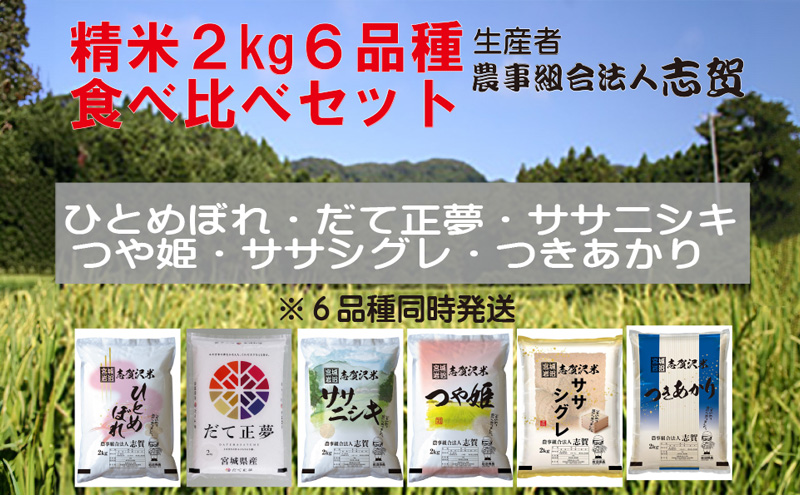 【令和7年産新米】米 食べ比べセット 2kg 志賀沢米 岩沼産 ひとめぼれ だて正夢 ササニシキ つや姫 ササシグレ つきあかり 食べ比べ セット 詰め合わせ お米 白米 精米 ブランド米 宮城県 岩沼市