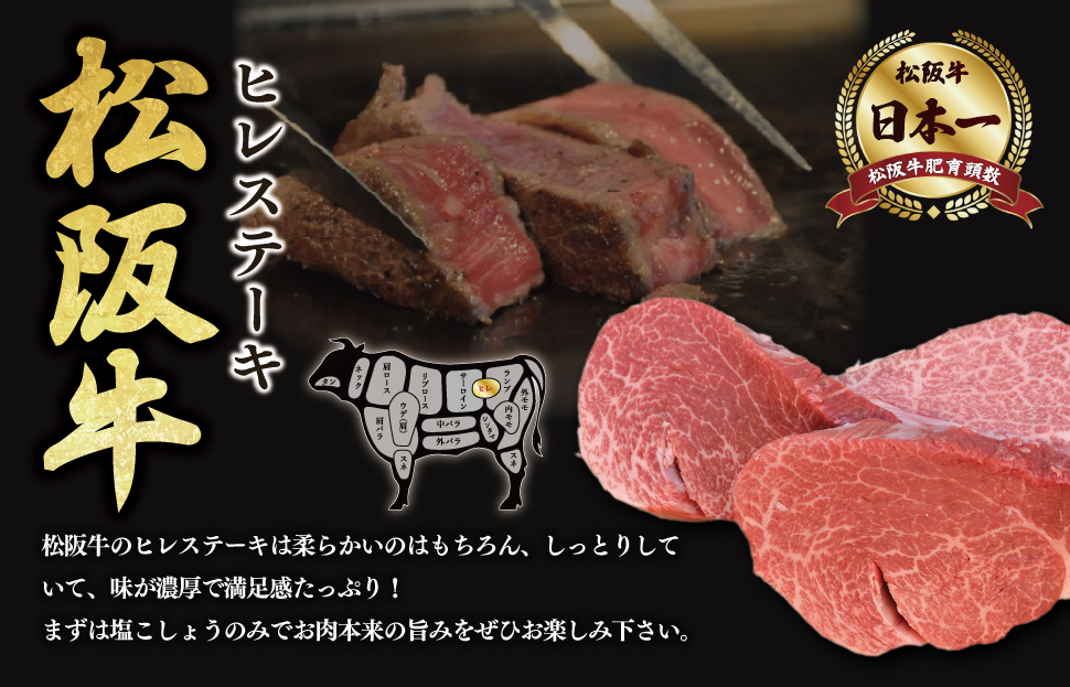 松阪牛ヒレステーキ 200g（100ｇ×2枚） 友屋本店 極上の柔らかさ 化粧箱入り 柔らかい 霜降り ブランド牛 国産 冷凍 焼肉 フィレステーキ ヘレ 赤身 ヒレミニョン 松坂牛 松阪肉 和牛 牛